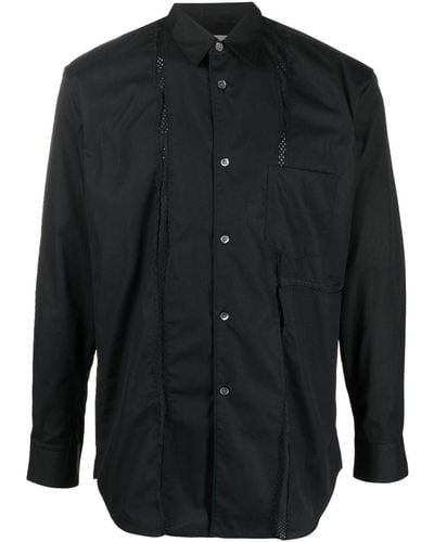 Comme des Garçons Mesh-panelled Long-sleeve Shirt - Black