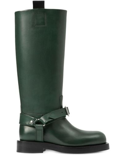 Burberry Leather Saddle Tall Boots - Green