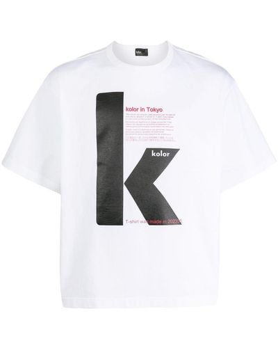 Kolor T-Shirt mit Logo-Print - Weiß