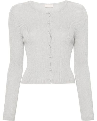 Liu Jo Lurex Knitted Cardigan - White