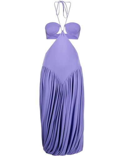 Stella McCartney Triangle-bra Halterneck Midi Dress - Purple