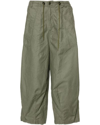 Needles Pantalon ample en coton à coupe courte - Vert