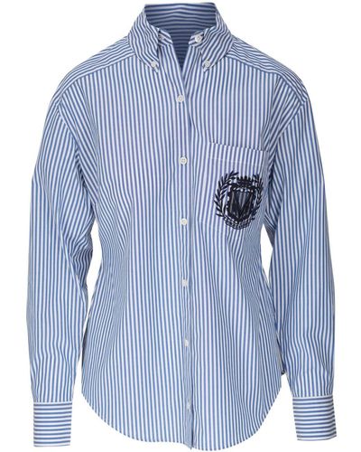 Veronica Beard Lloyd Striped Cotton Shirt - Blue