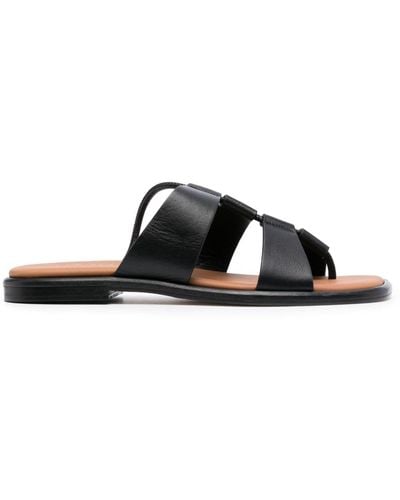 Hereu Lina Leather Flat Sandals - Black
