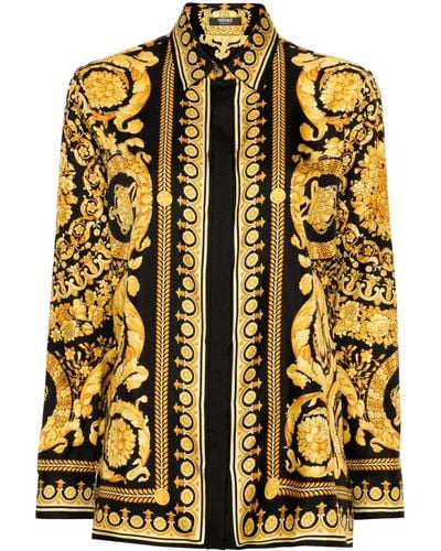 Versace Hemd mit Barocco-Print - Gelb