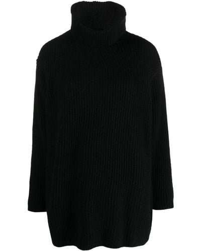 Emporio Armani Roll-neck Ribbed-knit Sweater - Black
