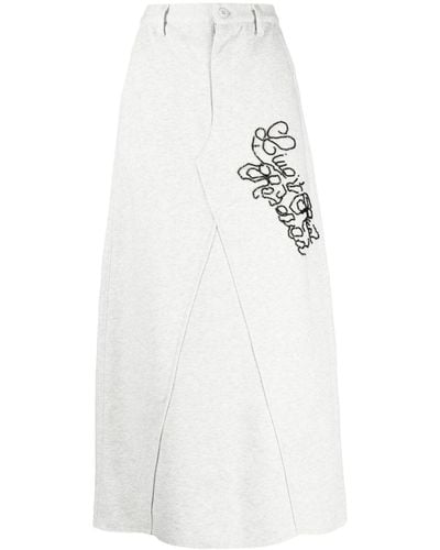 Izzue Embroidered-detail Jersey Midi Skirt - White