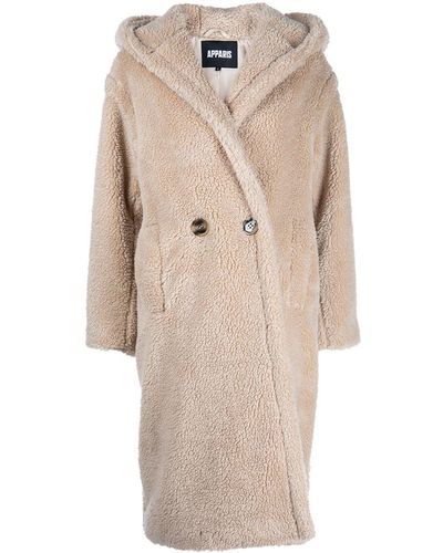 Apparis Hooded Teddy Coat - Natural