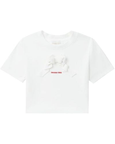 ShuShu/Tong T-shirt en coton à détails de nœuds - Blanc