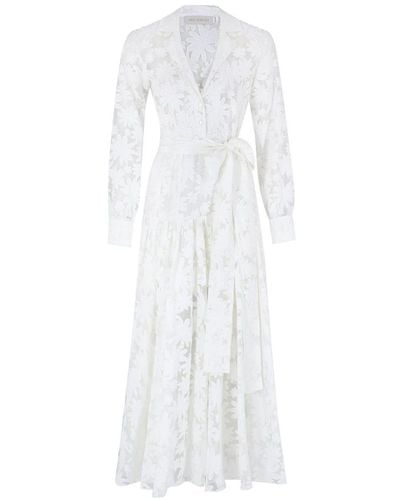Gül Hürgel Floral-lace Maxi Shirtdress - White