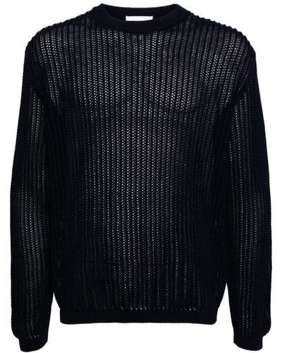 Lardini Open-knit Cotton Sweater - Blue