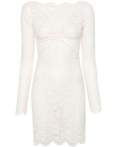 Rabanne Vestido corto con encaje floral - Blanco