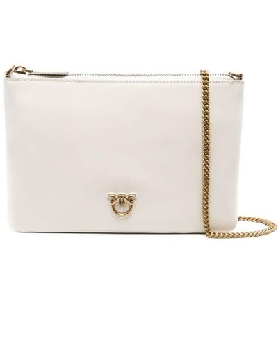 Pinko Bolso satchel con placa del logo - Blanco