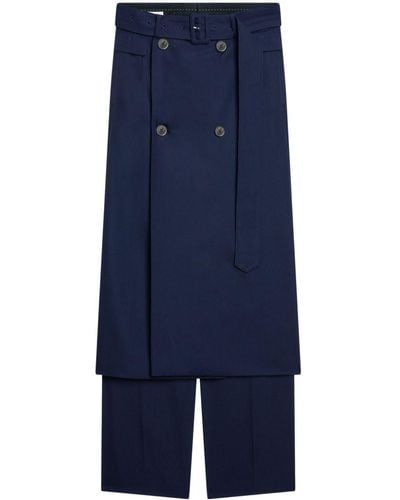 Dries Van Noten Skirt-layered Straight Trousers - Blue