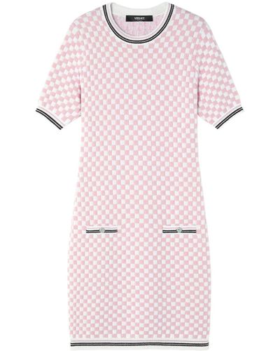 Versace Checked Knitted Minidress - Pink