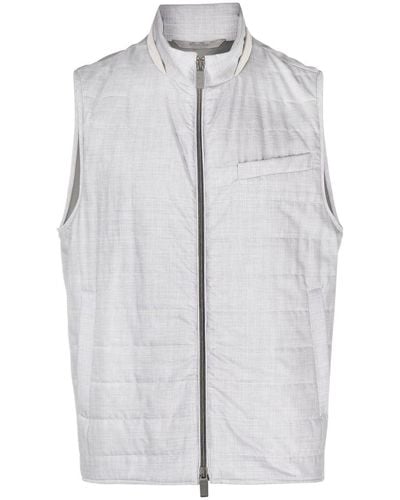 Canali Stand-up Collar Wool Gillet - Gray