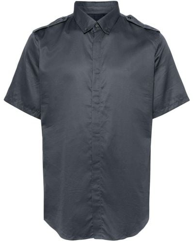 Gucci Epaulette-detail Short-sleeve Cotton Shirt - Blue