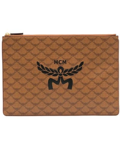 MCM Extra-large Himmmel Lauretos Zipped Pouch - Brown