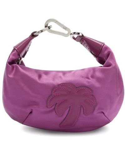 Palm Angels Mini Palm-motif Satin Hobo Bag - Purple