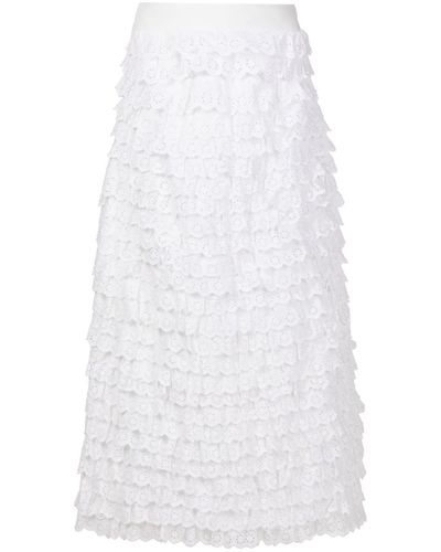 Olympiah High-waisted Ruffled Cotton Skirt - White