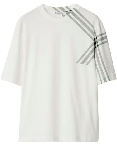 Burberry T-Shirt mit Check-Ärmel - Weiß