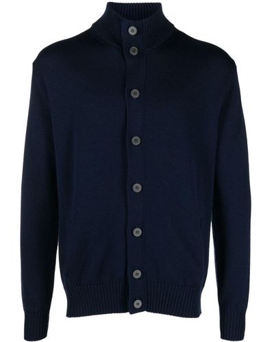 Ballantyne High-neck Wool Cardigan - Blue