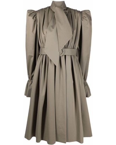 Balenciaga Pleated Gabardine Trench-coat Dress - ナチュラル