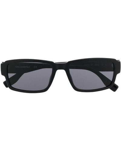 Karl Lagerfeld Temple-logo Rectangular Sunglasses - Black