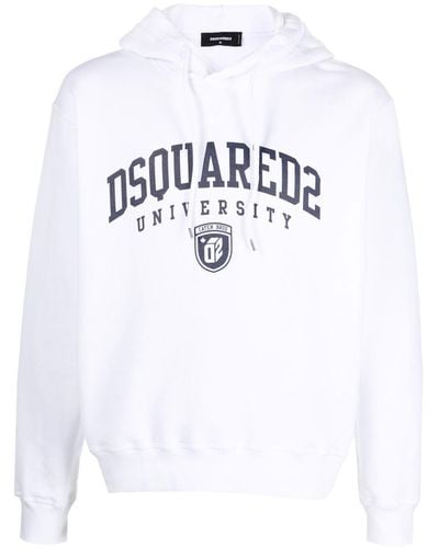 DSquared² University プリント ドローストリング パーカー - ホワイト