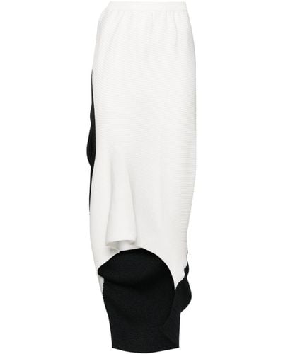 Issey Miyake Asymmetric Ribbed Midi Skirt - White