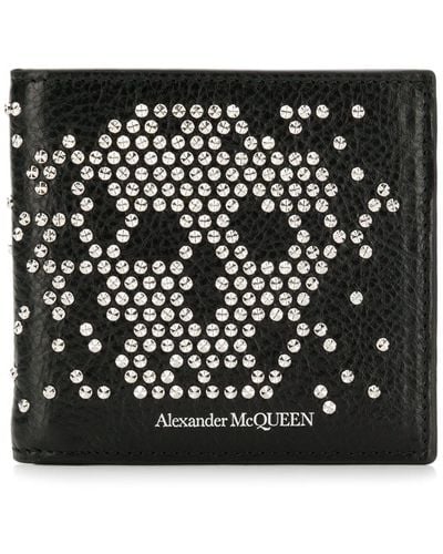 Alexander McQueen スタッズ スカル 二つ折り財布 - ブラック
