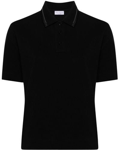 Brunello Cucinelli Monili Bead-embellished Polo Shirt - Black