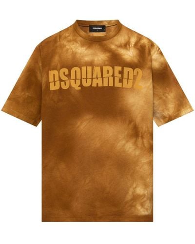 DSquared² Logo-print tie-dye cotton T-shirt - Braun