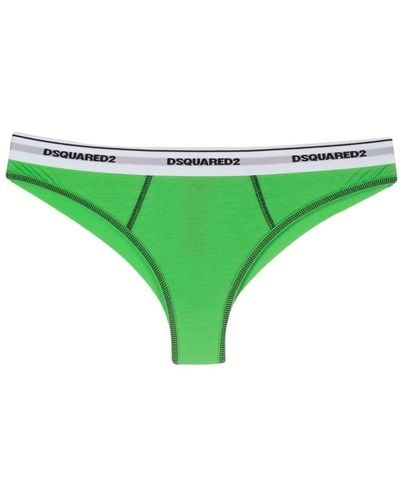 DSquared² Logo-waistband Seam-detail Briefs - Green