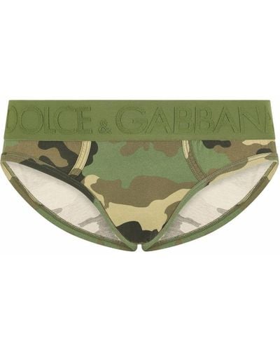 Dolce & Gabbana Logo-waistband Camouflage Briefs - Green
