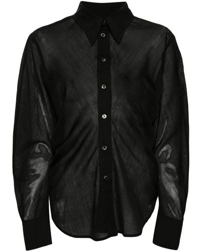 LVIR Semi-sheer Wool Blend Shirt - Black
