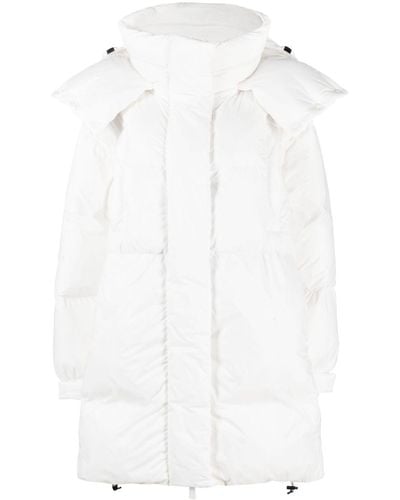 Bacon Detachable-hood Quilted Hooded Coat - White