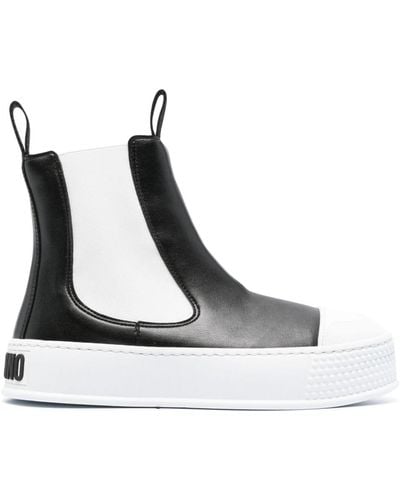 Moschino Slip-on Two-tone Boots - Black