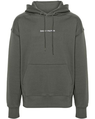 Daily Paper Embroidered-logo Cotton Hoodie - Grey