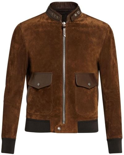 Tom Ford Ribbed-edge Suede Jacket - Brown