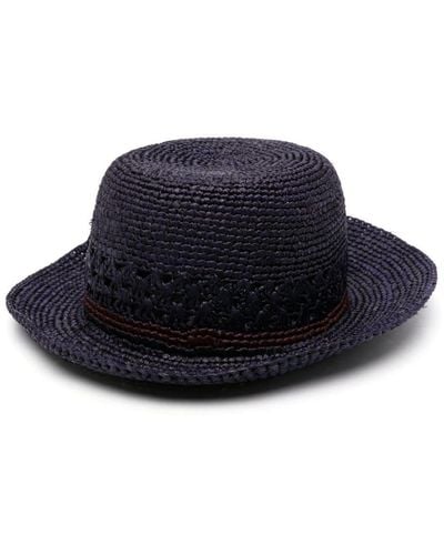 Paul Smith Striped Straw Sun Hat - Blue