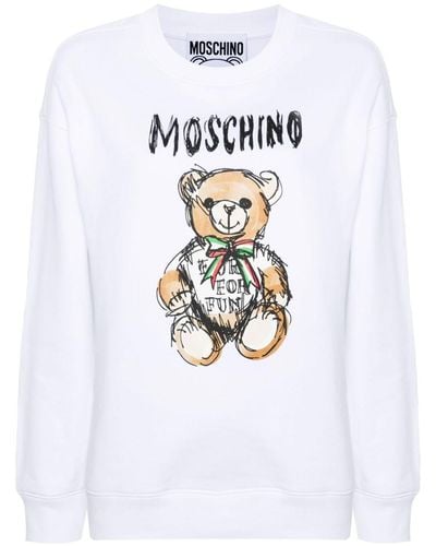 Moschino Sweat en coton à logo Teddy Bear - Blanc