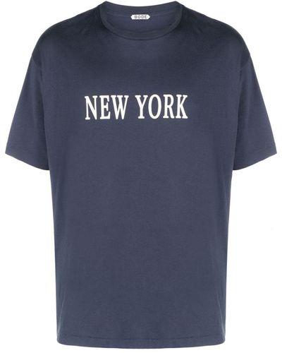 Bode New York Cotton T-shirt - Blue