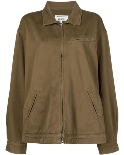 Reformation Marco Bomber Jacket - Women's - Cotton - Green