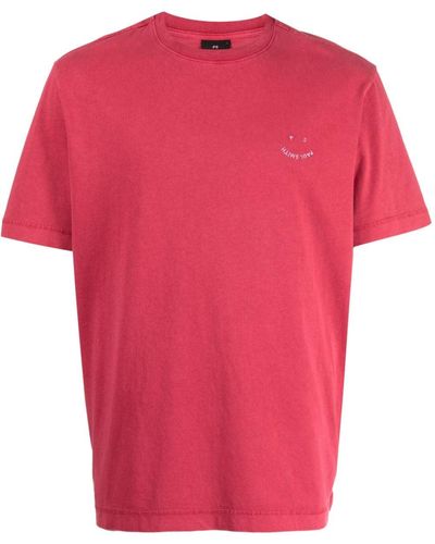 PS by Paul Smith T-shirt en coton biologique à logo brodé - Rose