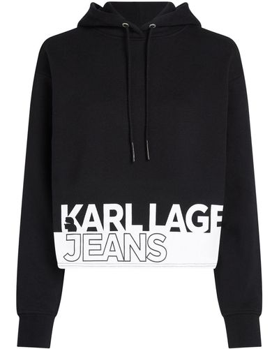 Karl Lagerfeld Logo-print Drawstring Hoodie - Black