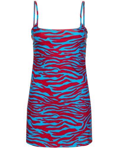 The Attico Zebra-print Open-back Minidress - Red