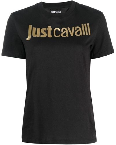 Just Cavalli Camiseta con logo en relieve - Negro