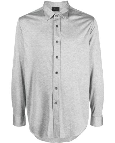 Brioni Mélange-effect Button Shirt - Grey
