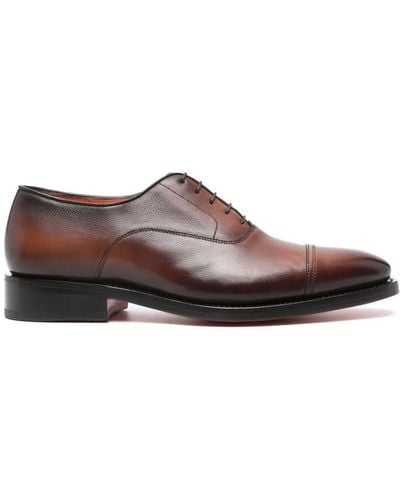 Santoni Leather Oxford Shoes - Brown